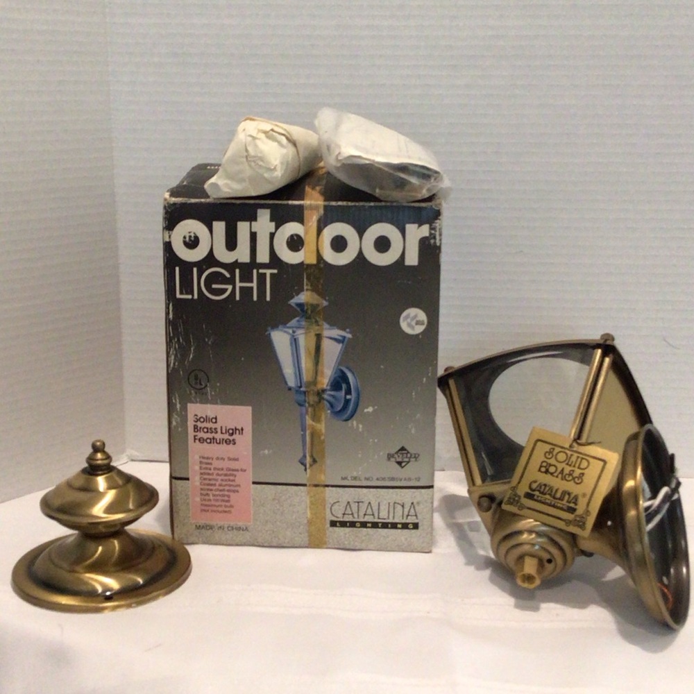 Catalina Brass Outdoor Light Fixture with beveled glass